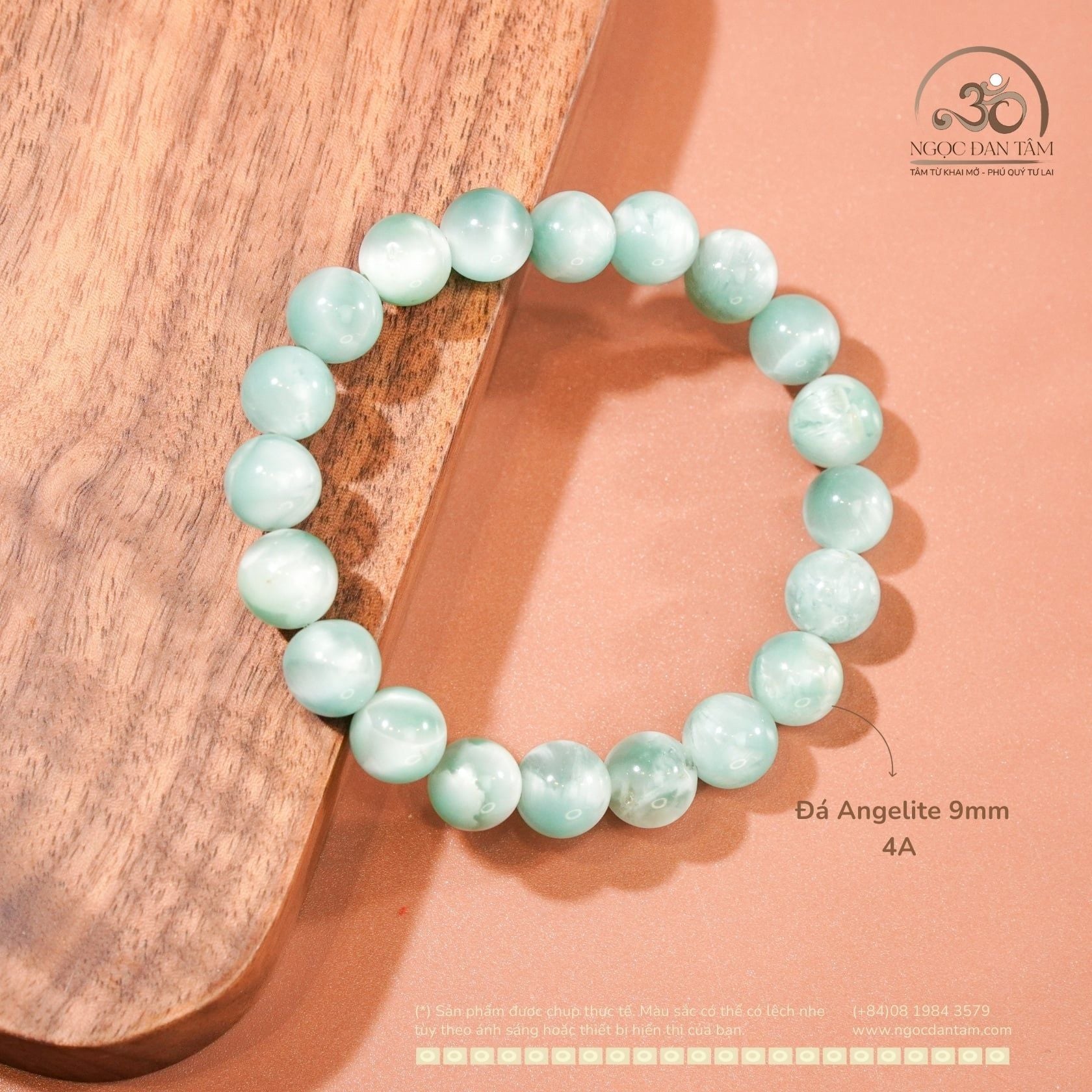  Vòng Tay Đá Angelite 9mm 4A 