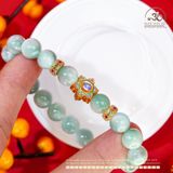  Vòng Tay Angelite 9mm 4A Phối Charm Sen Nhụy Trắng 