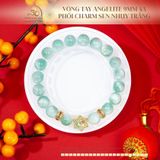  Vòng Tay Angelite 9mm 4A Phối Charm Sen Nhụy Trắng 