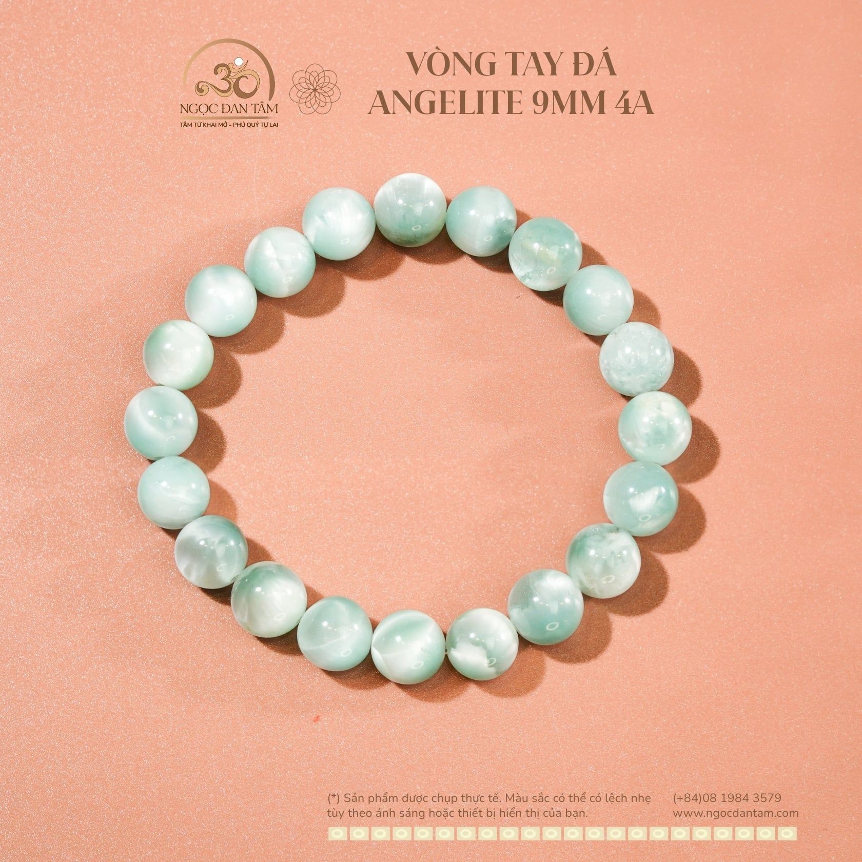  Vòng Tay Đá Angelite 9mm 4A 