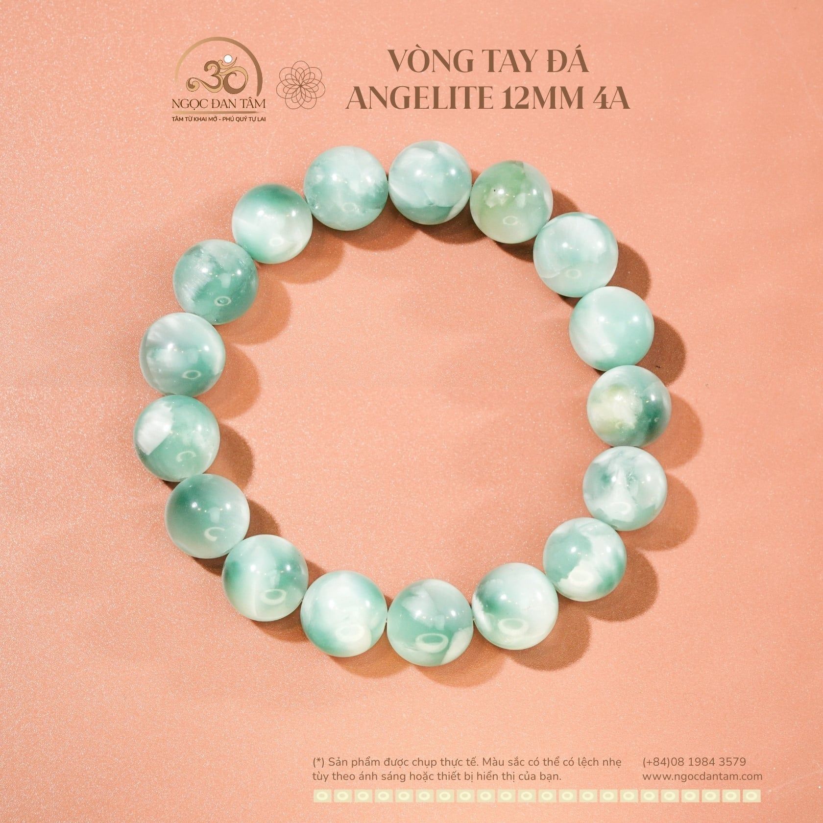  Vòng Tay Đá Angelite 12mm 4A 