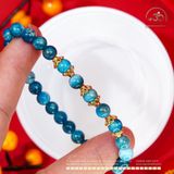  Vòng Tay Apatite 6mm 2A Phối Charm Đài Hoa Kim Loại Mạ Vàng 