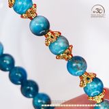  Vòng Tay Apatite 6mm 2A Phối Charm Đài Hoa Kim Loại Mạ Vàng 