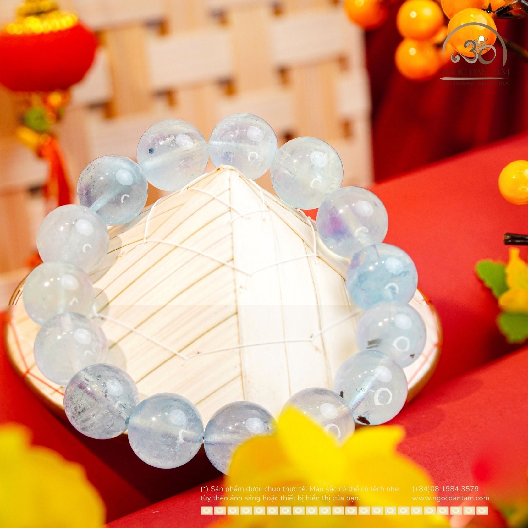  Vòng Tay Đá Aquamarine 14mm 3A 