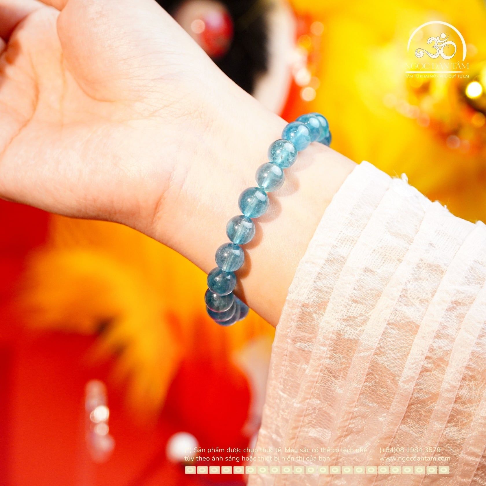  Vòng Tay Đá Aquamarine 9mm 8A VIP 