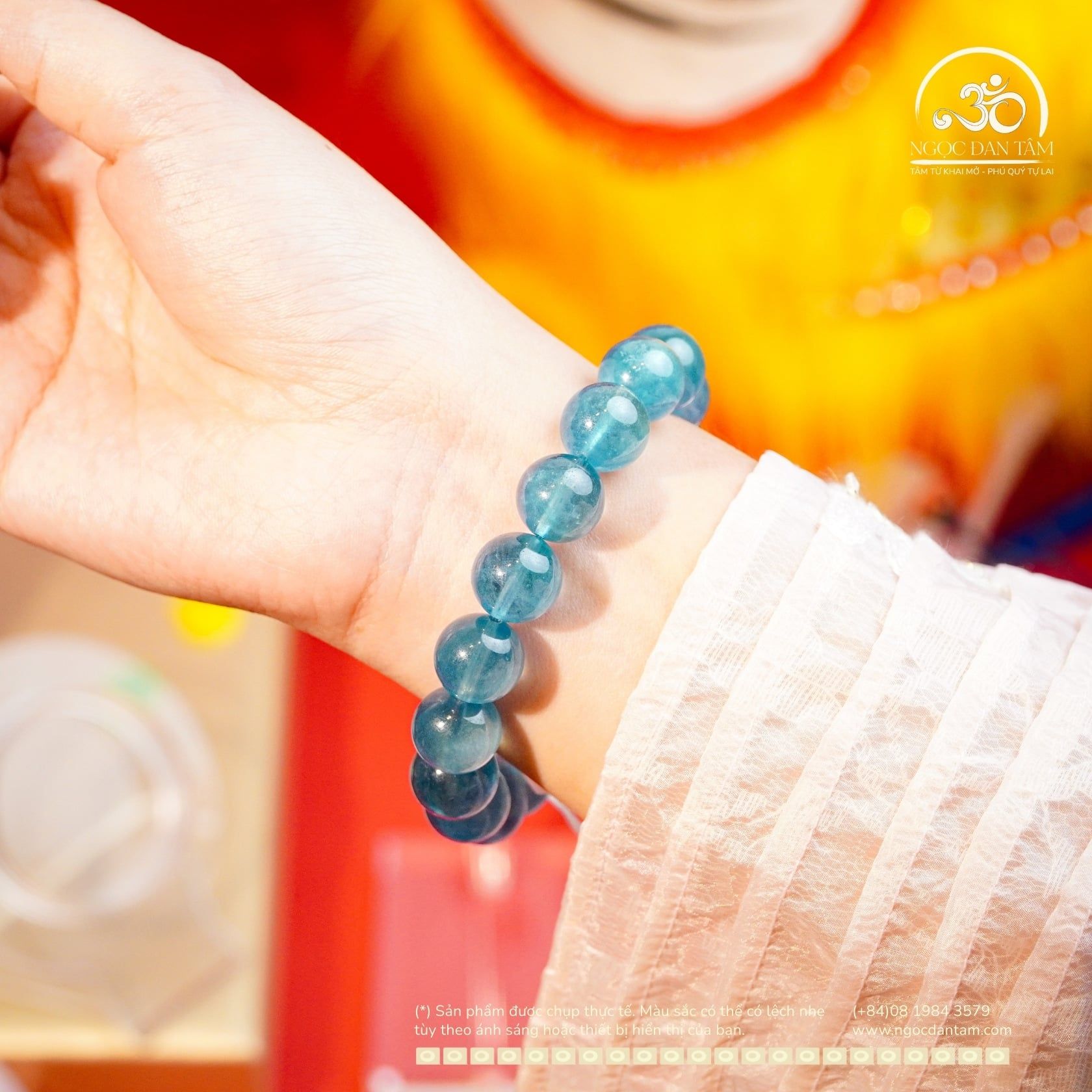  Vòng Tay Đá Aquamarine 13mm 8A VIP 