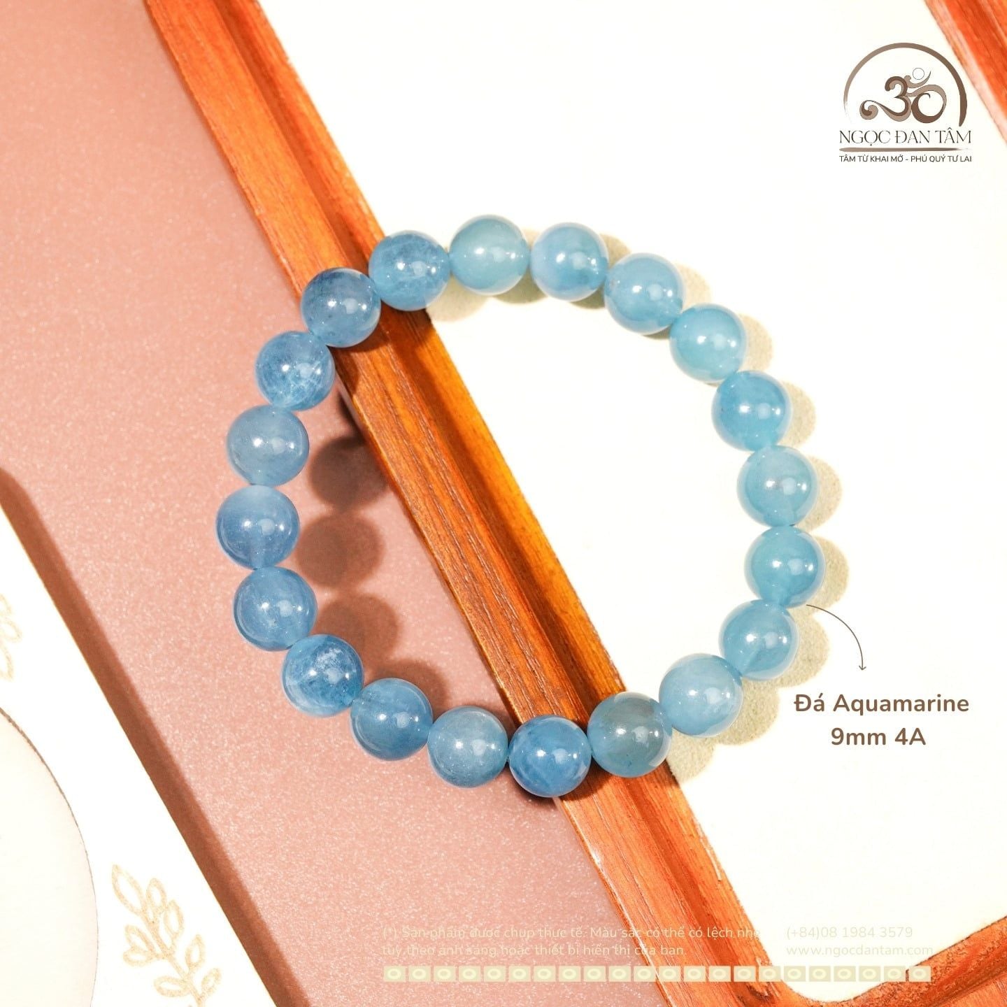  Vòng Tay Đá Aquamarine 9mm 4A 