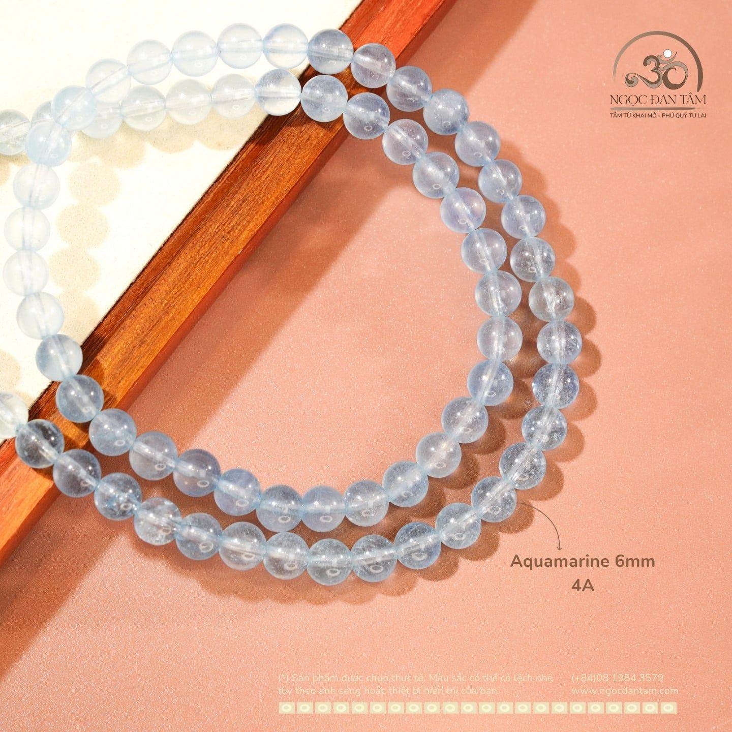  Chuỗi Vòng Tay Đá Aquamarine 6mm 4A 