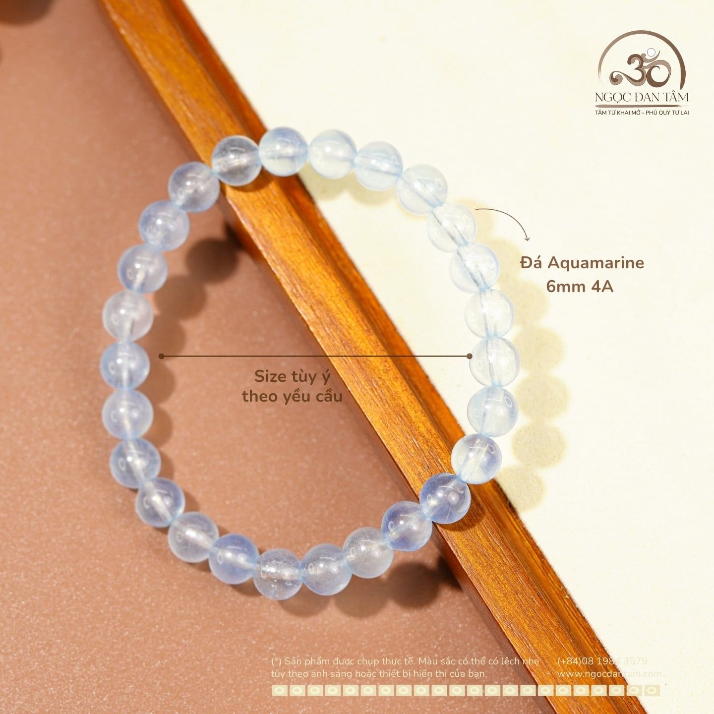  Vòng Tay Aquamarine 6mm 4A 