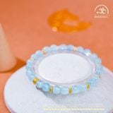  Vòng Tay Đá Aquamarine 6mm 3A Phối Charm 3 Vòng 
