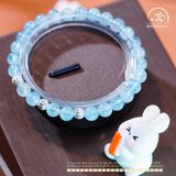  Vòng Tay Đá Aquamarine 6mm 3A Phối Charm Bi Bạc Xoắn Lớn 