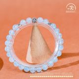  Vòng Tay Đá Aquamarine 6mm 3A Phối Charm Đệm Hoa Cúc 