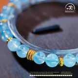  Vòng Tay Đá Aquamarine 6mm 3A Phối Charm 3 Vòng 