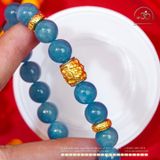  Vòng Tay Aquamarine 11mm 4A Phối Charm Lu Thống Tỳ Hưu 
