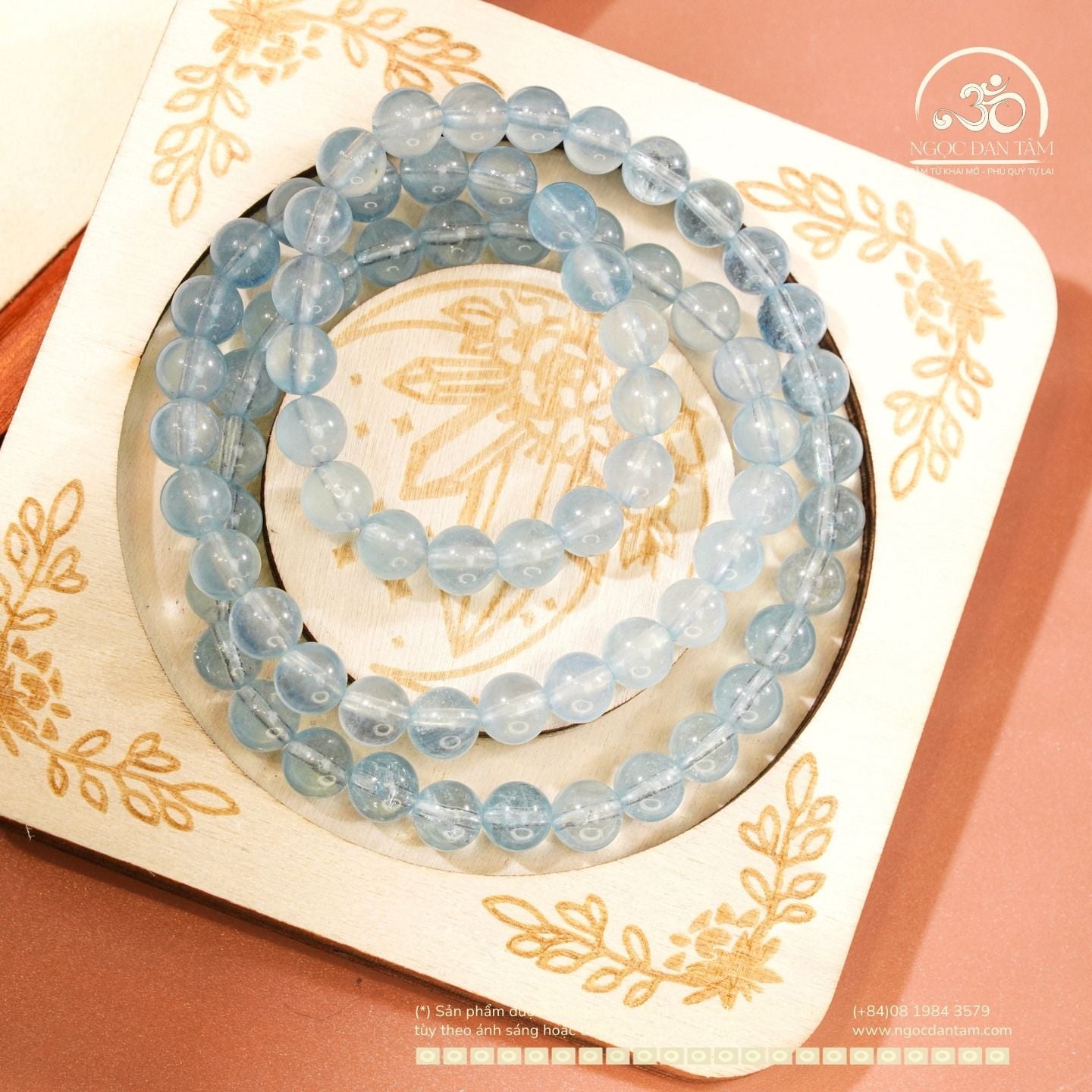  Chuỗi Vòng Tay Đá Aquamarine 6mm 4A 
