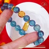  Vòng Tay Aquamarine 10mm 8A Phối Charm Bánh Xe Pháp Luân 
