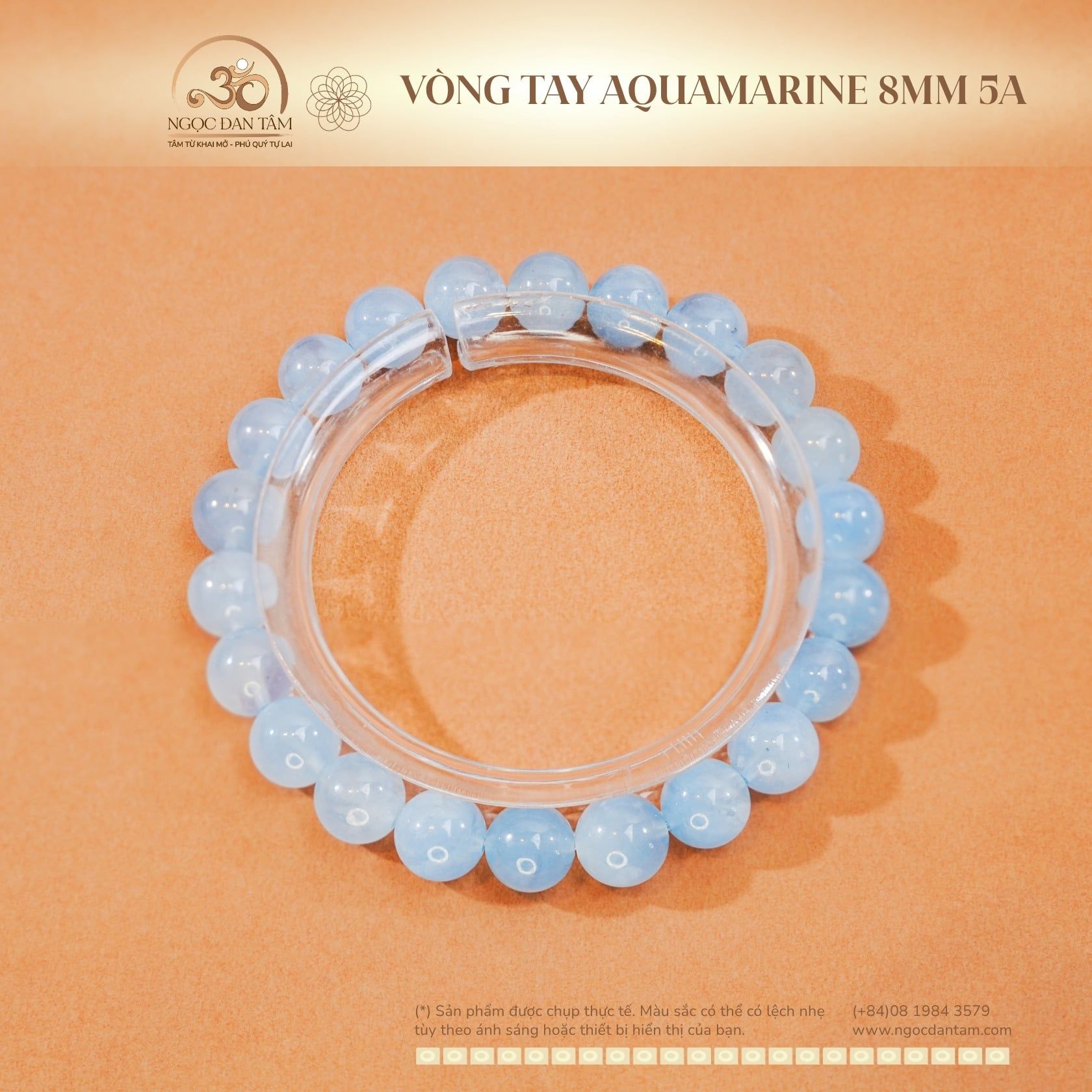  Vòng Tay Aquamarine 8mm 5A 