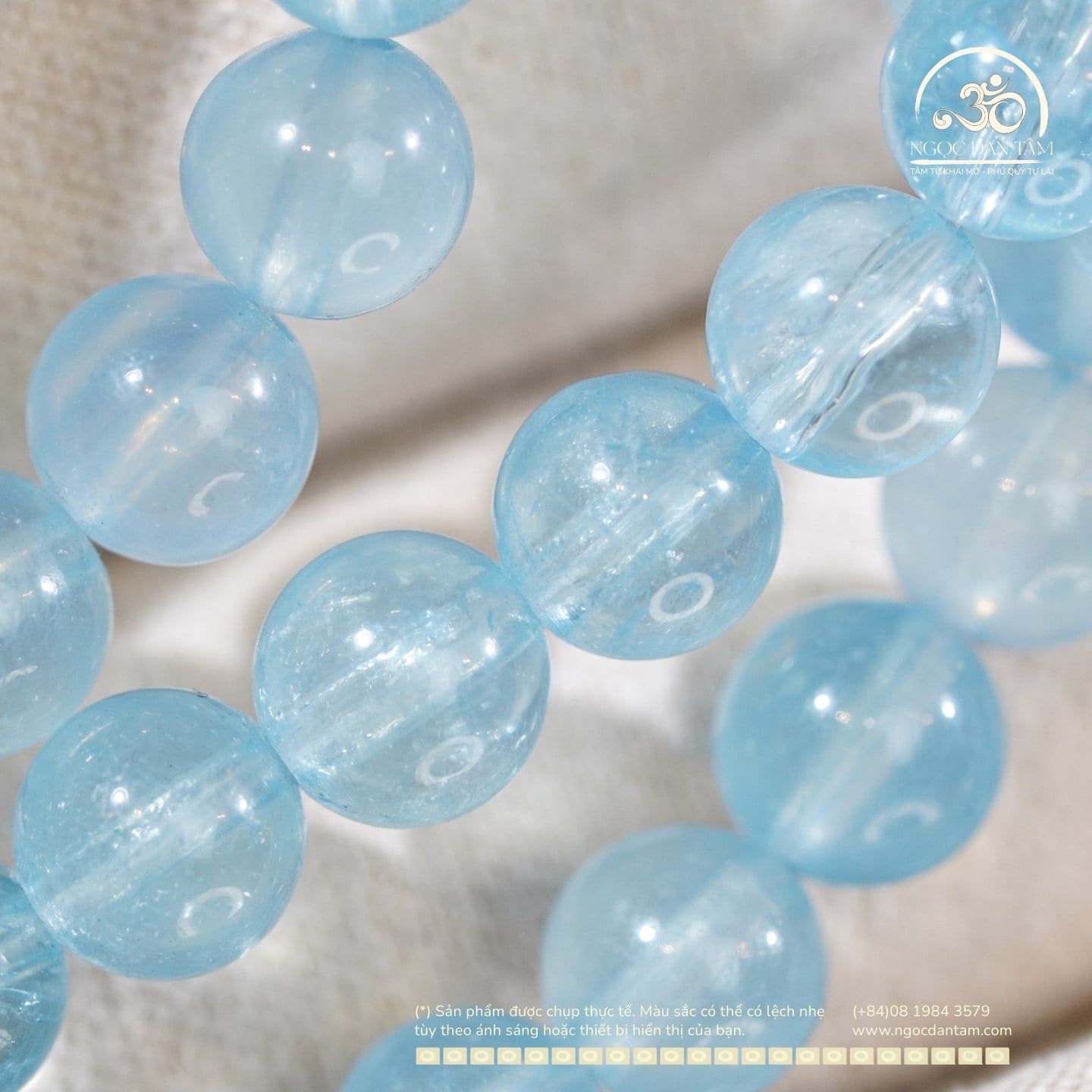  Chuỗi Vòng Tay Đá Aquamarine 6mm 4A 