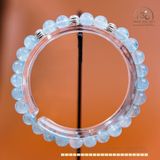  Vòng Tay Đá Aquamarine 6mm 3A Phối Charm Bi Bạc Xoắn Lớn 