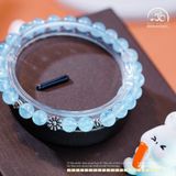  Vòng Tay Đá Aquamarine 6mm 3A Phối Charm Đệm Hoa Cúc 