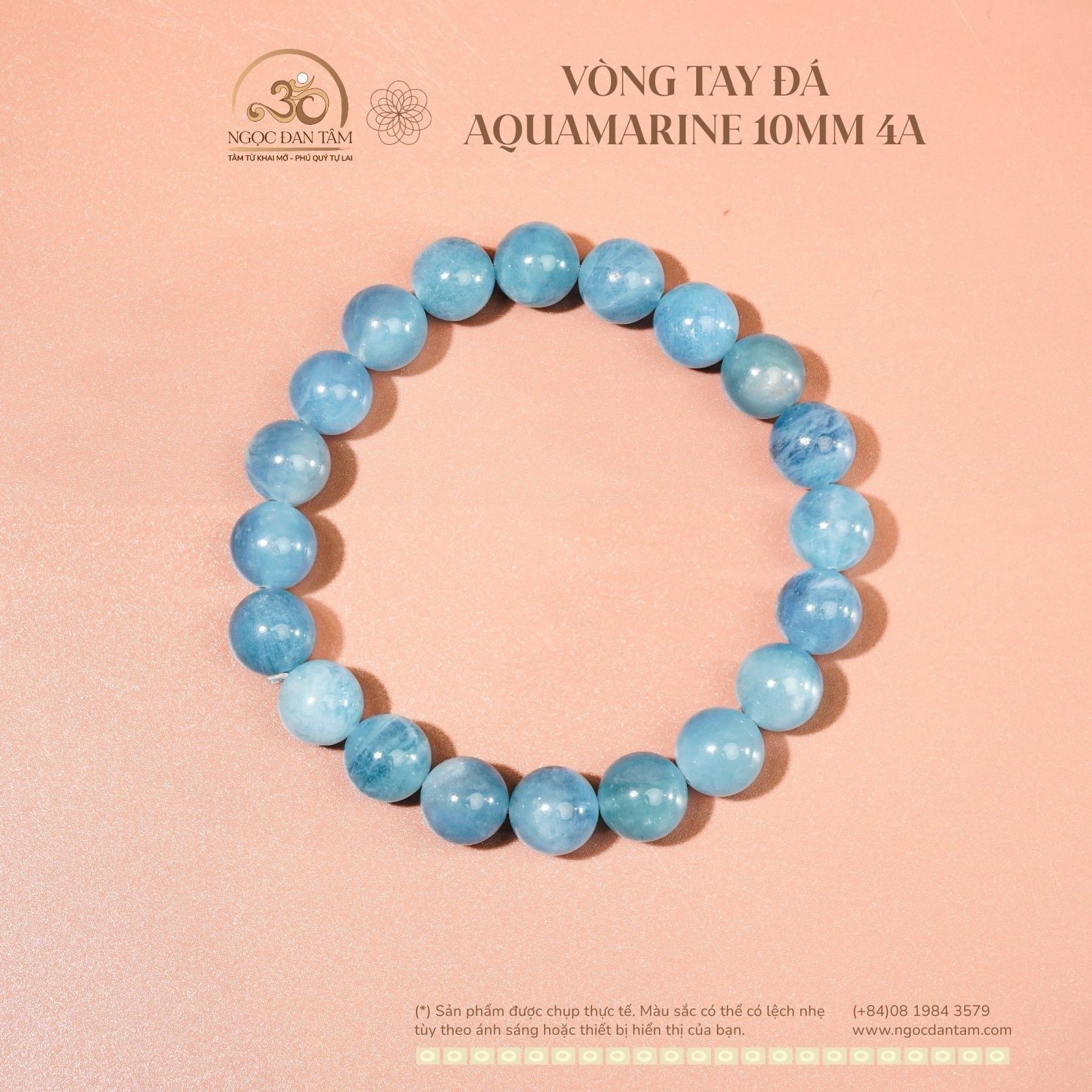  Vòng Tay Đá Aquamarine 10mm 4A 