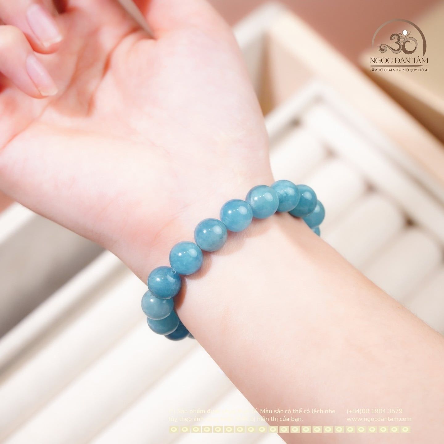  Vòng Tay Đá Aquamarine 9mm 4A 