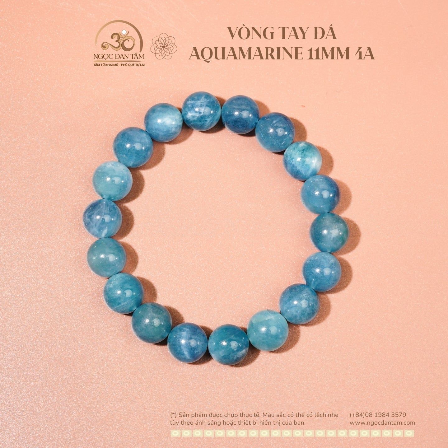  Vòng Tay Đá Aquamarine 11mm 4A 