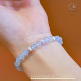  Vòng Tay Đá Aquamarine 6mm 3A Phối Charm Bi Bạc Xoắn Lớn 