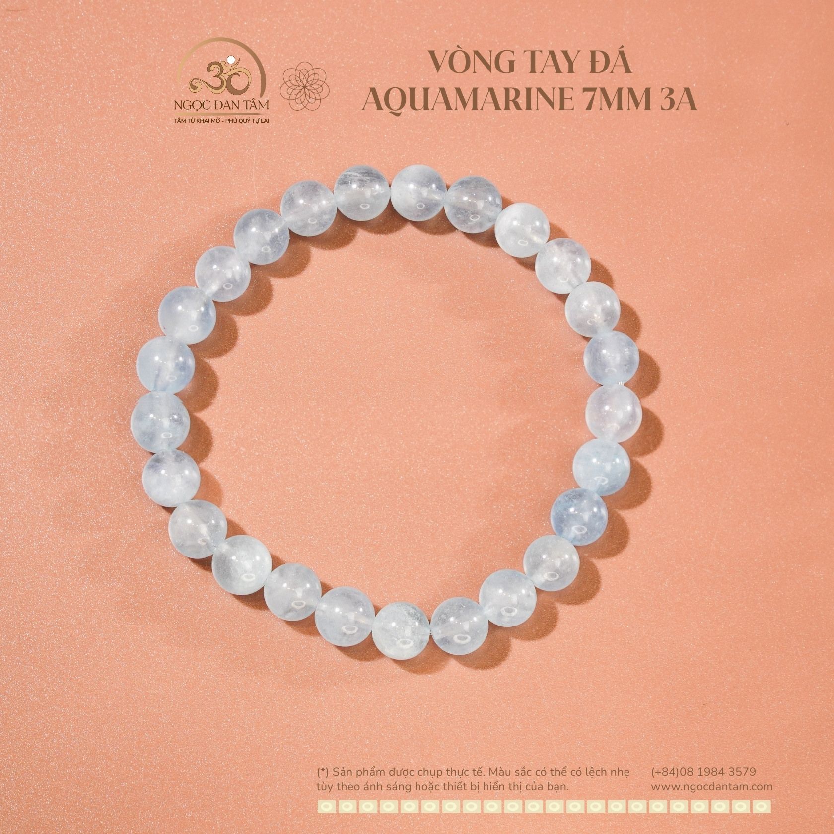  Vòng Tay Đá Aquamarine 7mm 3A 