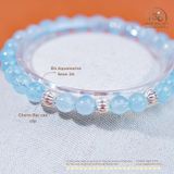  Vòng Tay Đá Aquamarine 6mm 3A Phối Charm Bi Bạc Xoắn Lớn 