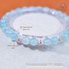  Vòng Tay Đá Aquamarine 6mm 3A Phối Charm Bi Bạc Xoắn Lớn 