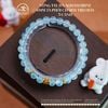  Vòng Tay Đá Aquamarine 6mm 3A Phối Charm Trụ Hoa 5 Cánh 