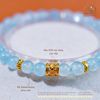  Vòng Tay Đá Aquamarine 6mm 3A Phối Charm Trụ Hoa 5 Cánh 