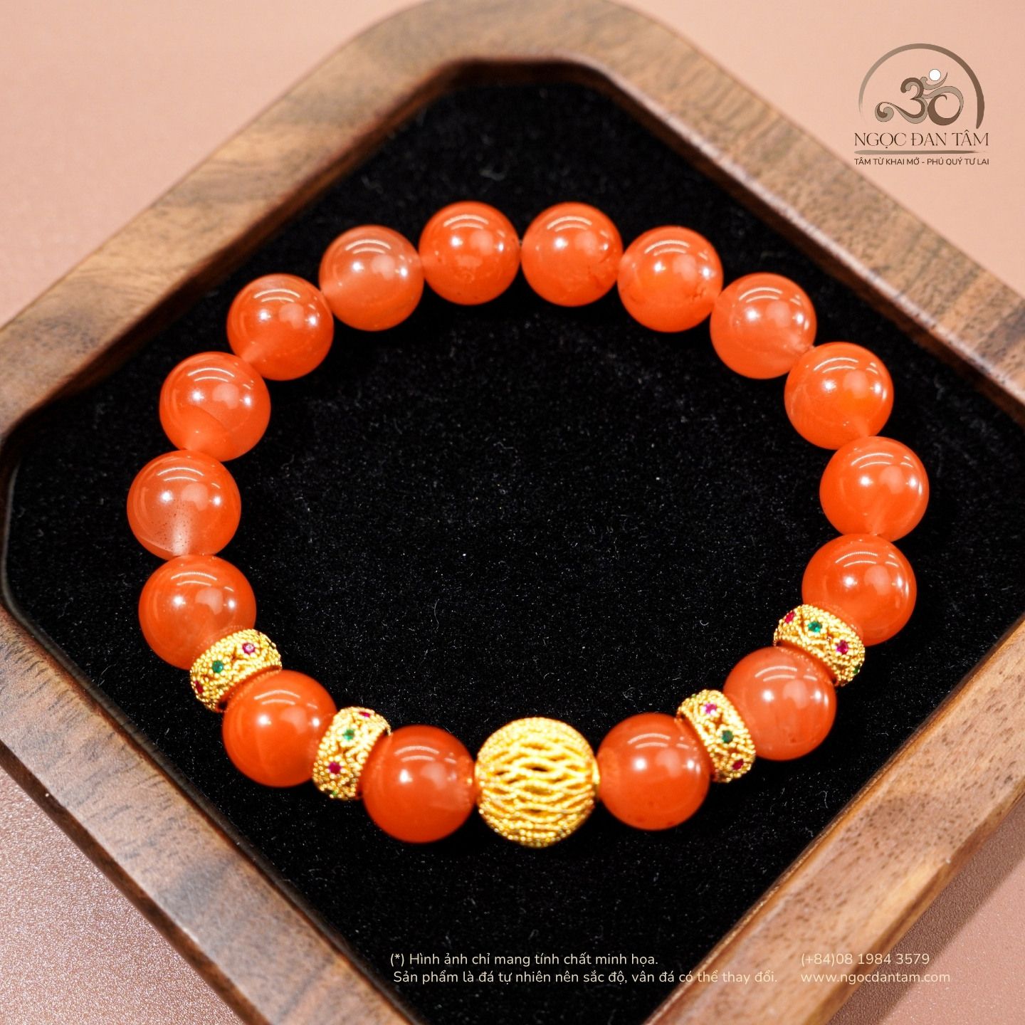  Vòng Tay Carnelian VIP 10mm 5A Phối Charm Lồng Đèn 