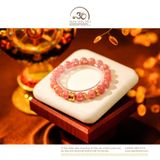  Vòng Tay Đào Hoa 9mm 4A Phối Charm Thần Tài Bạc 925 Mạ Vàng 