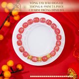  Vòng Tay Đào Hoa Lu Thống 8-9mm 5A Phối Charm Trống Đính Đá 