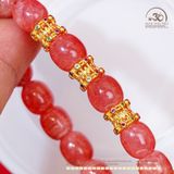  Vòng Tay Đào Hoa Lu Thống 8-9mm 5A Phối Charm Trống Đính Đá 