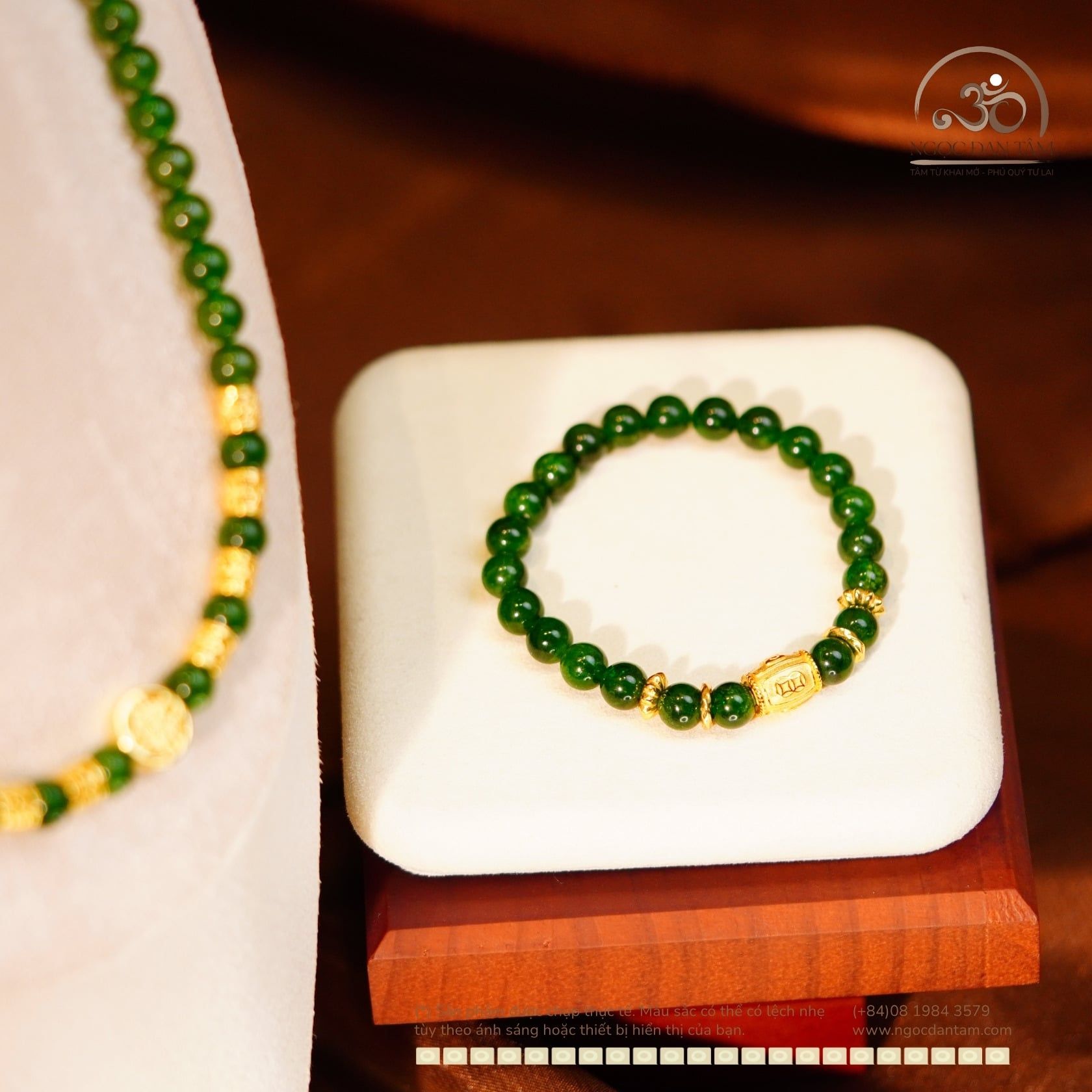  Bộ Trang Sức Đá Diopside Phối Charm Lu Thống Kim Tiền 