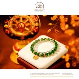  Vòng Tay Diopside 8mm 5A Phối Charm Mặt Dây Chuyền 12 Con Giáp Vòng Xoay Đính Đá 