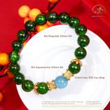  Vòng Tay Diopside 10mm 5A Phối Aquamarine 10mm 8A 