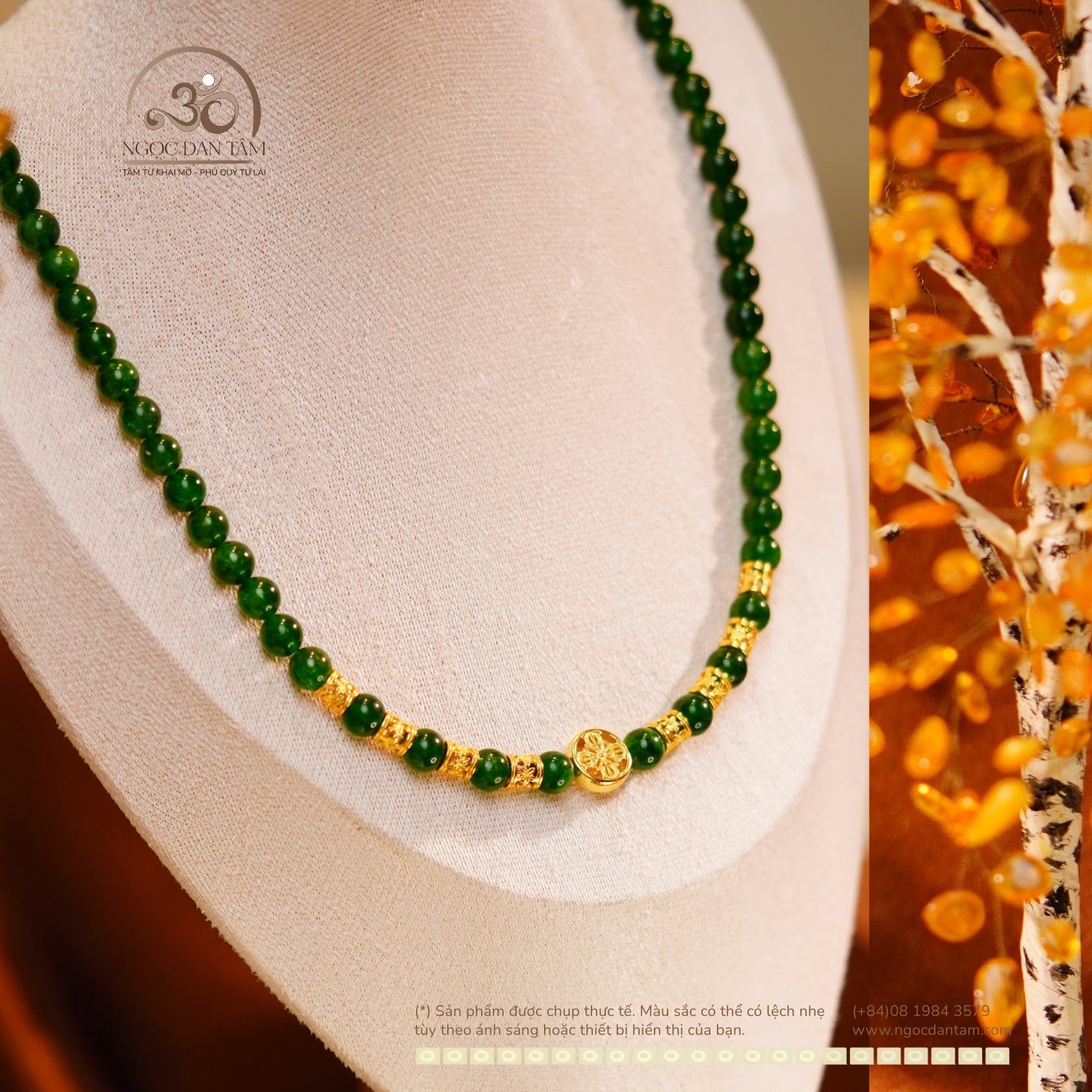  Bộ Trang Sức Đá Diopside Phối Charm Bánh Xe Pháp Luân 