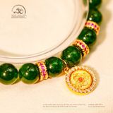  Vòng Tay Diopside 8mm 5A Phối Charm Mặt Dây Chuyền 12 Con Giáp Vòng Xoay Đính Đá 