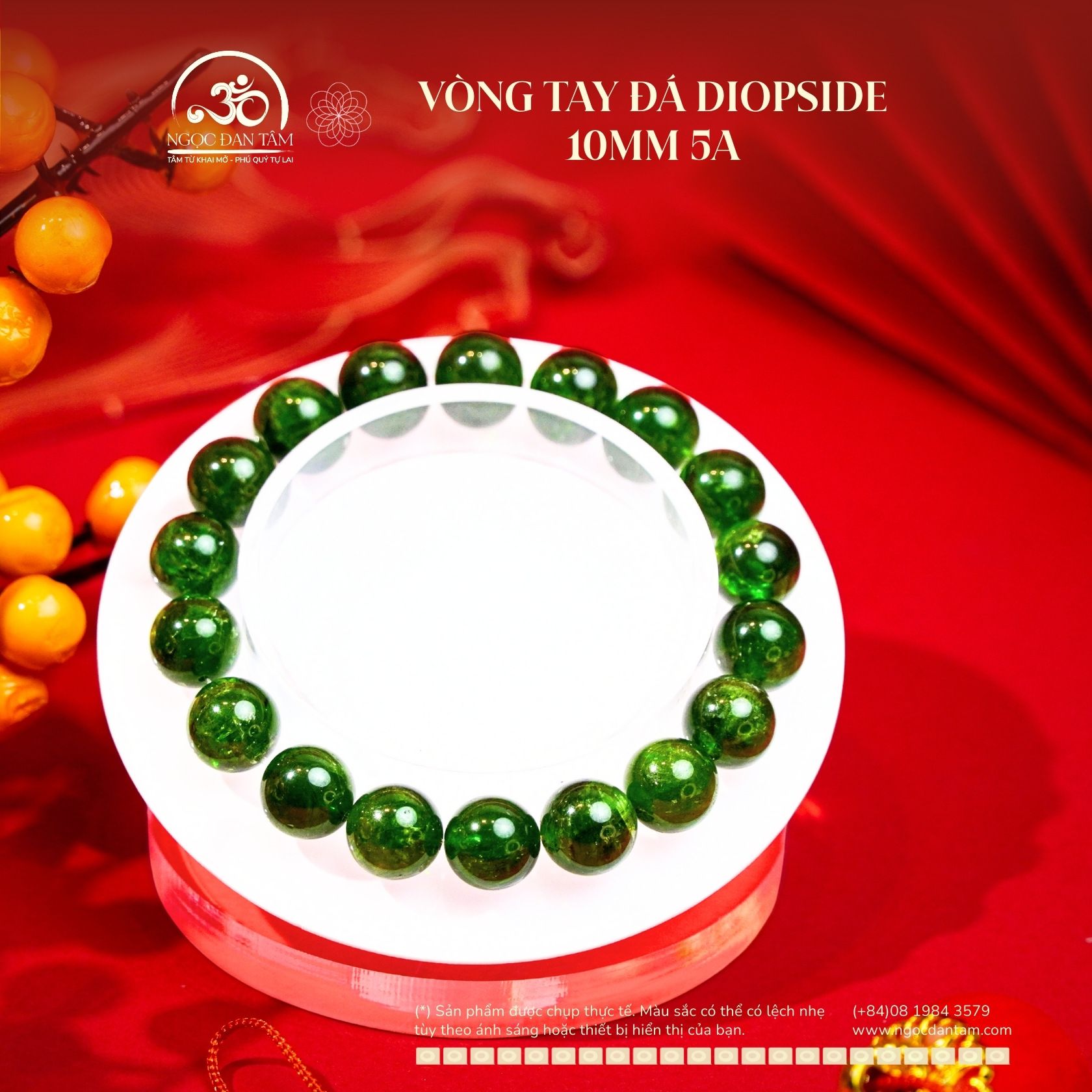  Vòng Tay Đá Diopside 10mm 5A 