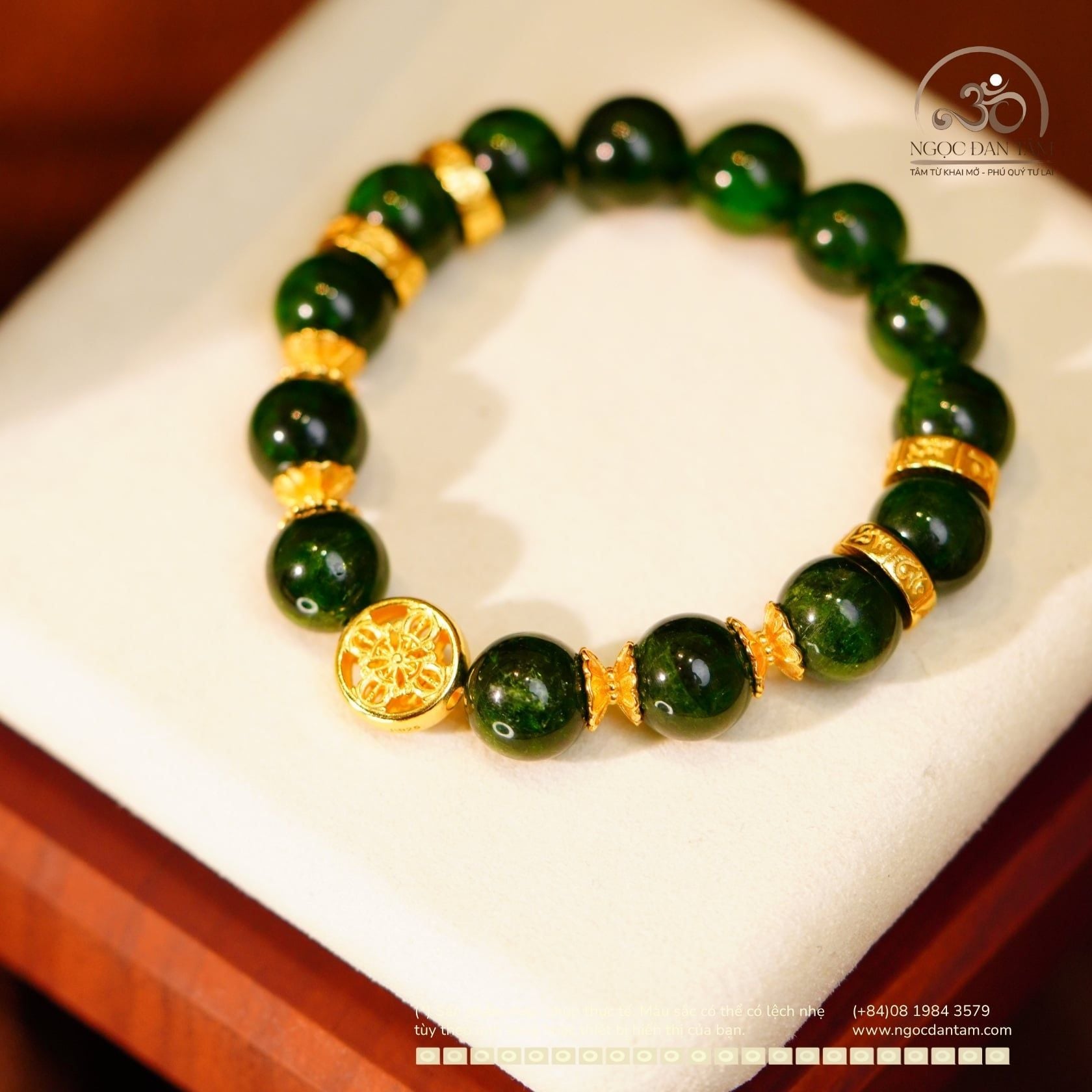  Bộ Trang Sức Đá Diopside Phối Charm Bánh Xe Pháp Luân 