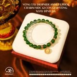  Vòng Tay Diopside 8mm 5A Phối Charm Mặt Dây Chuyền 12 Con Giáp Vòng Xoay Đính Đá 