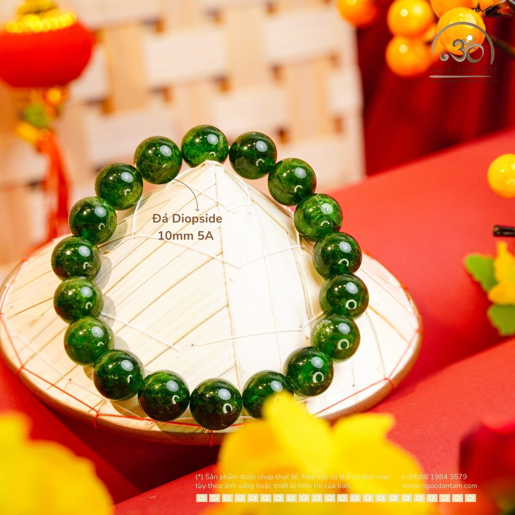  Vòng Tay Đá Diopside 10mm 5A 