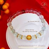  Vòng Tay Fluorite 8mm 2A Phối Charm Chữ Vạn Mạ Vàng 