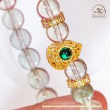 Vòng Tay Đá Fluorite Xanh 8mm Phối Charm Ngọc Bích Hồ Lô 