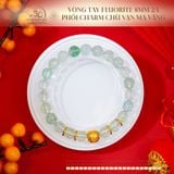  Vòng Tay Fluorite 8mm 2A Phối Charm Chữ Vạn Mạ Vàng 