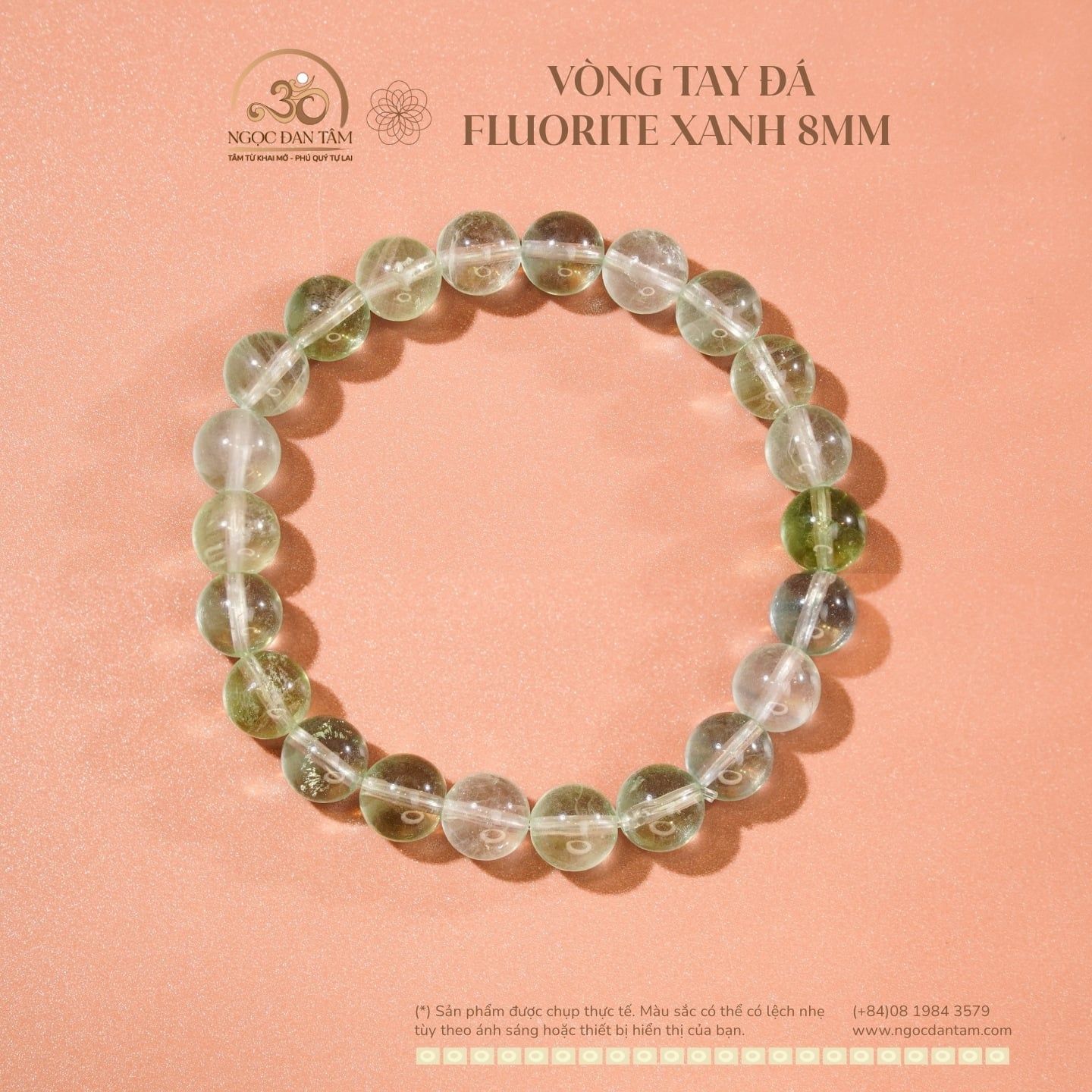  Vòng Tay Đá Fluorite Xanh 8mm 2A 